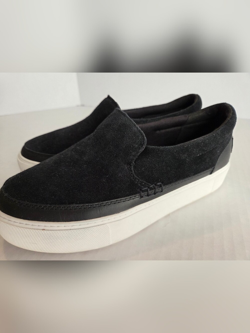 UGG Zilo Women's Black Suede Slip-On Sneakers with White Sole